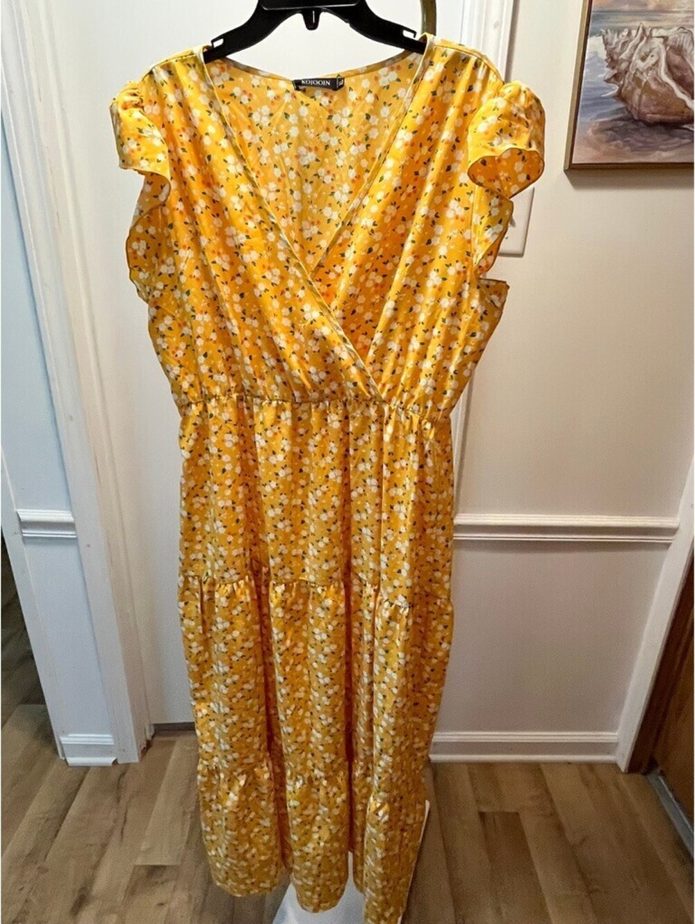 Sunny Yellow Floral Maxi Dress with Flutter Sleeves - Summer and Autumn Vibes!